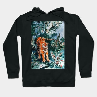 Tiger in jungle watercolor Hoodie